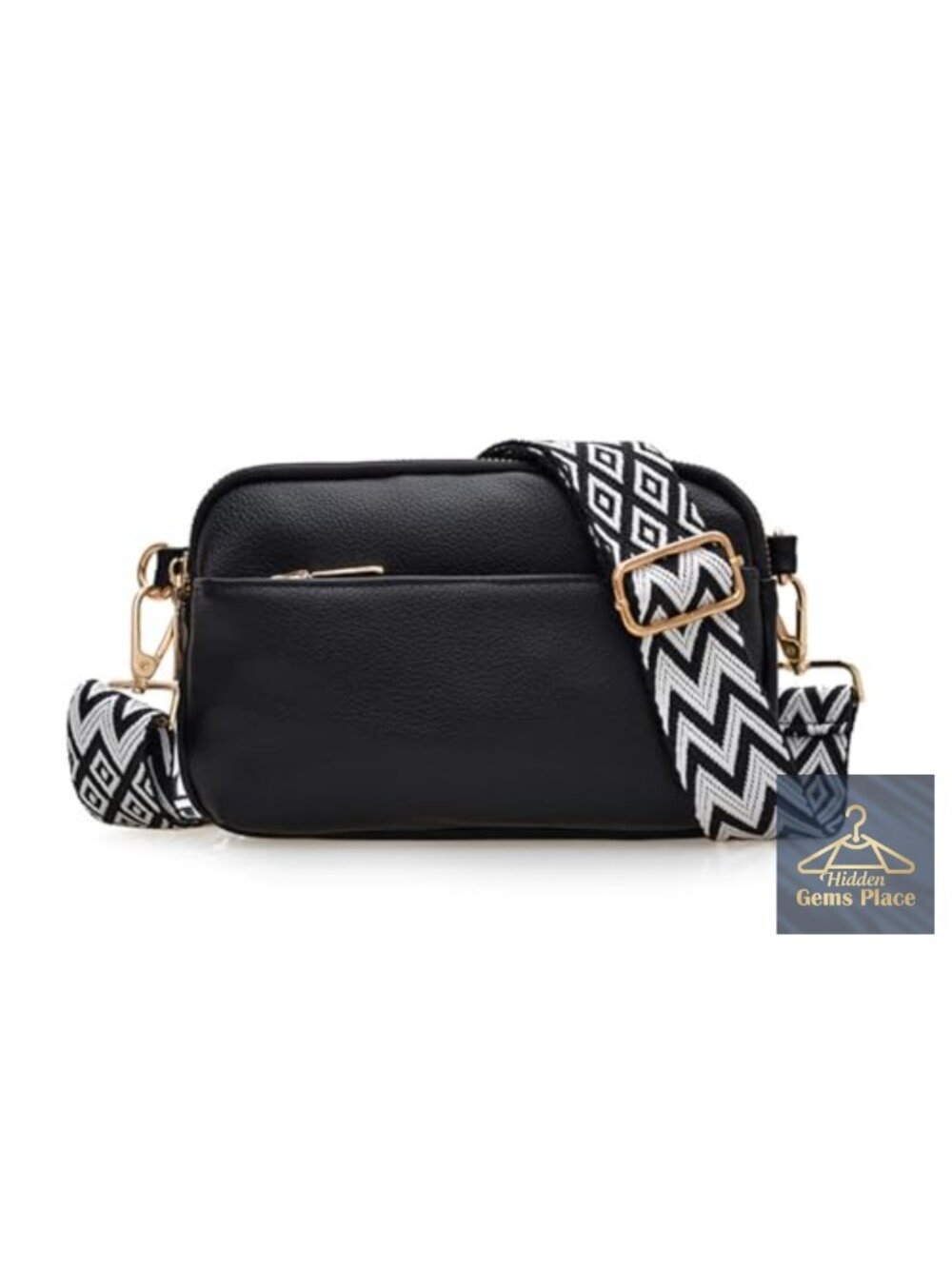 Mini Crossbody Bag with Triple Zipper Vegan Leather Sling Purse